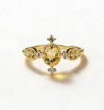 Natural citrine ring S925 all-over silver niche simple ring