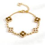 Tiger's eye stone four-leaf clover bracelet light luxury niche exquisite high-end sense diamond five-flower hand ornament silver women's model