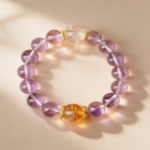 Luxury Spiritual Style Natural Crystal Bracelet with Amethyst, Citrine and Clear Crystal for Daily Wear, Energy Enhancement and Stress Relief - Purple, Yellow and Clear, Hand-Strung Craft - Image 4