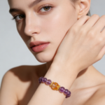 Luxury Spiritual Style Natural Crystal Bracelet with Amethyst, Citrine and Clear Crystal for Daily Wear, Energy Enhancement and Stress Relief - Purple, Yellow and Clear, Hand-Strung Craft - Image 2