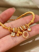 24k sand gold white zircon pigeon egg four-leaf clover coil wrapping bracelet fashion jewelry - Image 3