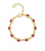 Vintage brushed pigeon egg gemstone bracelet Vintage 24K gold-plated sunflower zircon