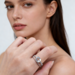 Natural colored gemstone king white crystal ring inlaid with S925 silver light luxury high-end - Image 3