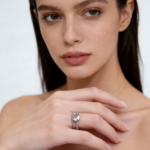 Natural colored gemstone king white crystal ring inlaid with S925 silver light luxury high-end - Image 2