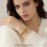 24k sand gold white zircon pigeon egg four-leaf clover coil wrapping bracelet fashion jewelry - Image 2