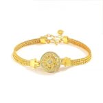 24k sand gold Full diamond eight-treasure compass bracelet fashion niche light luxury silver rotatable inlaid moissanite bracelet for girlfriend