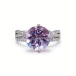 Vintage Luxury Natural Colored Gemstone Ring for Daily Wear & Date, Light Purple, Micro - setting, S925 Silver