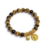 Handmade ancient magic 24k sand golden yellow God of Wealth tiger's eye stone plate bracelet live broadcast popular yellow God of Wealth bracelet bracelet