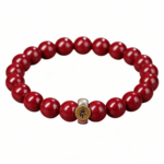 Natural Raw Purple Gold and Cinnabar Bracelet, S925 Silver Birth Year Lucky Bead Jewelry Gift for Both Men and Women