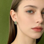 Vintage French Court Style S925 Silver 14K Gold-plated Green Drop Earrings, Elegant Retro Jewelry for Women - Image 2