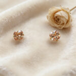 Minimalist Luxury Natural Citrine Stud Earrings, Daily & Occasion Wear, Champagne Yellow, Precision Inlaid, 925 Sterling Silver - Image 3