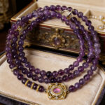 Natural Amethyst Raw Stone Bracelet - Nine Purple Fire-Separating Bracelet, Original Design - Image 4