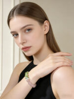 Spring Wild Peach Mist Bracelet - Natural Green Grape Milkshake Beads & Rose Quartz Healing Crystal Bracelet for Self-Care - Image 2