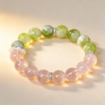 Spring Wild Peach Mist Bracelet - Natural Green Grape Milkshake Beads & Rose Quartz Healing Crystal Bracelet for Self-Care - Image 3