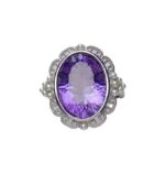 Lilac Rose Natural Amethyst Ring - Lilac Purple, Pearl-Embellished S925 Silver, Perfect for Formal & Romantic Occasions