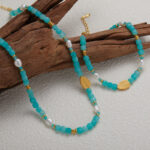 S925 Sterling Silver Natural Amazonite Pearl Bracelet - Azure Coast - Image 4