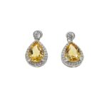 Luxury Teardrop Citrine Gemstone Earrings Daily Party Wear Pavé Setting 925 Sterling Silver