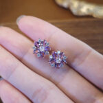 Natural amethyst earrings with star and flower designs, set in S925 silver - Image 5