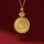 Filigree ruyi eight treasure compass sand gold pendant imitation new Chinese rose window dot diamond necklace court style collarbone chain - Image 5