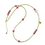 Bohemian Natural Peridot & Strawberry Quartz 2-in-1 Clavicle Necklace & Bracelet - Image 4