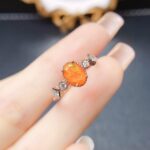 Warm Orange Natural Fire Opal Ring - Warm Orange, Zircon-Embellished S925 Silver, Perfect for Daily & Casual Occasions - Image 4