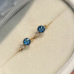 London Sapphire Mini Huggie Earrings - 925 Sterling Silver Hypoallergenic Korean Style Commuter Earrings - Image 4