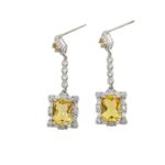 Luxury Elegant Stylish Natural Citrine Amethyst Topaz Stud Earrings S925 Silver Inlaid Daily Party Wear