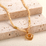 S925 Pure Silver Natural Yellow Shell and Yellow Crystal Gemstone Necklace for Women - Fashionable and Trendy, with Original Design of the Devil's Eye Pendant - Image 3