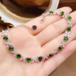Spring Garden Natural Diopside Bracelet S925 Silver 4*6mm Gemstone Handcrafted Floral Vine Jewelry - Image 4