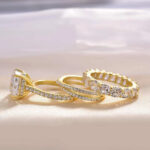 S925 sterling silver 5A zircon wedding ring combination ring female European and American cross-border 0.39inch ice flower cut simulated diamond ring bracelet - Image 5