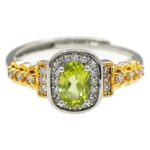 Design natural peridot women's ring set with S925 silver