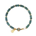 Blue Water Jade Beaded Bracelet 'Misty Azure Wrist Wrap' - 925 Silver Natural Jade Bracelet