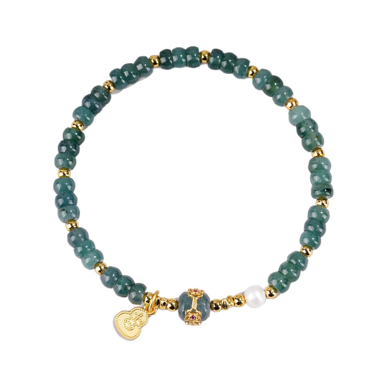 O1CN019cStTT22yA1iV3pq7_2256127188-0-cib.jpg Blue Water Jade Beaded Bracelet 'Misty Azure Wrist Wrap' - 925 Silver Natural Jade Bracelet - Image 1
