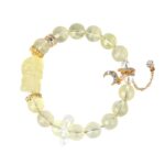 Natural Lemon Yellow Crystal Wealth God Bracelet with Moon Tassels  Original Chinese Style Women's Bracelet