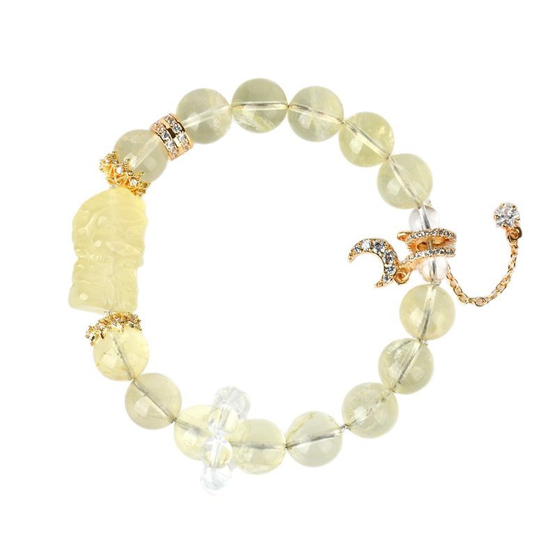 O1CN01AFUqF822y9yCmL0hx_2256127188-0-cib.jpg Natural Lemon Yellow Crystal Wealth God Bracelet with Moon Tassels Original Chinese Style Women's Bracelet - Image 1