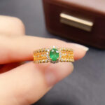 Count Emerald Natural Emerald Ring - Green, Gold-Plated Silver-Inlaid 925 Silver, Perfect for Daily Wear & Formal Occasions - Image 4