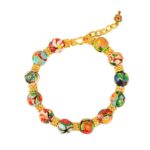 Ancient high-temperature fired blue enamel December Flower God Pearl Gold Sand Bracelet, Cloisonné Guardian Flower Pearl Bracelet