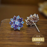 Natural amethyst earrings with star and flower designs, set in S925 silver - Image 3