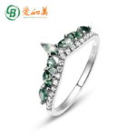 S925 Silver-Green Moss Ring with Aquatic Plant Agate Jewelry - Image 5
