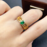 Count Emerald Natural Emerald Ring - Green, Gold-Plated Silver-Inlaid 925 Silver, Perfect for Daily Wear & Formal Occasions - Image 3