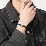 Pure Silver 999 Six-Character Mantra Bracelet for Men, Vintage Natural Obsidian and Blue Sapphire Tiger's Eye - Image 4