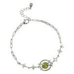 Elegant Luxury Dreamy Star Shaped 925 Silver Inlaid Peridot Bracelet For Daily Casual Wear