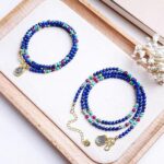 Blue Sea, Blue Sky: Lapis Lazuli Cut Millet Bead Necklace, Women's Sweater Chain, Multi-layered Bracelets - Image 2