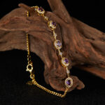 Luxury Elegant Fine Natural Garnet Apatite Amethyst Multi-Gem Bracelet For Daily Wear - Image 4