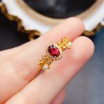 Popular natural garnet ring S925 silver inlaid center stone 4*6 - Image 5