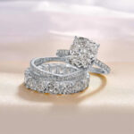 S925 sterling silver 5A zircon wedding ring combination ring female European and American cross-border 0.39inch ice flower cut simulated diamond ring bracelet - Image 4