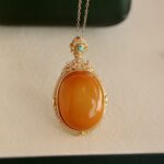 Natural Amber Pendant, High-Quality Egg-Shaped Pendant, S925 Sterling Silver Female Single Pendant with Vintage Premium Look - Image 2