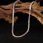 S925 Sterling Silver Natural Amethyst & Clear Quartz Beaded Necklace, Elegant & Vintage Style - Image 3