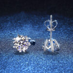 S925 silver moissanite snowflake earrings for women, one-carat moissanite hexagram - Image 2