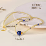 Natural blonde crystal lapis lazuli collar chain  original, niche, luxury women's small necklace - Image 3